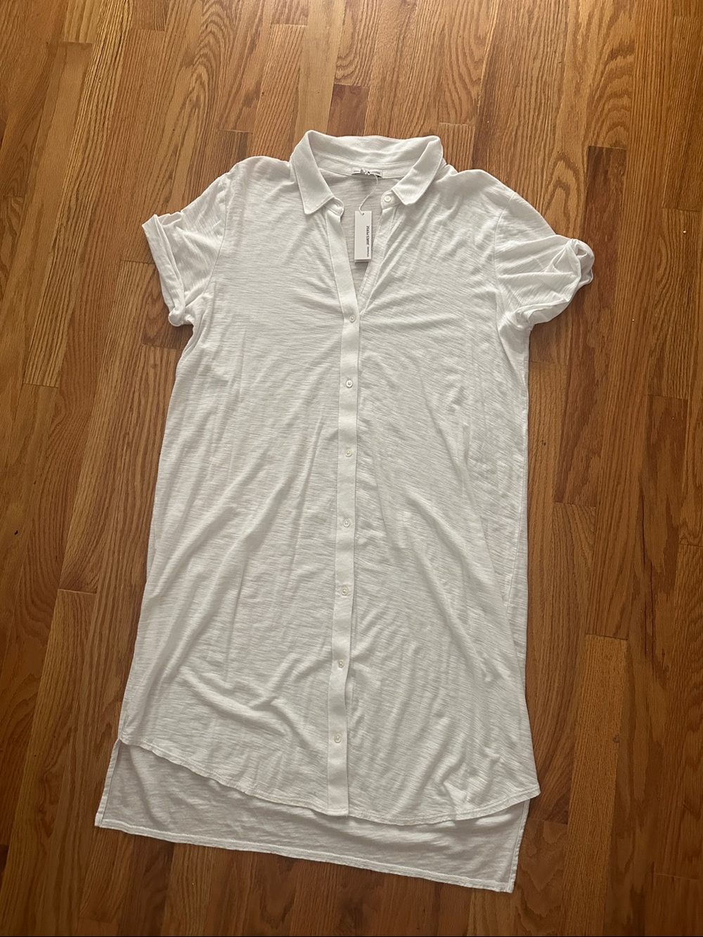James Perse NWT White Short-Sleeve Button-Down Shirt Dress XL/4
